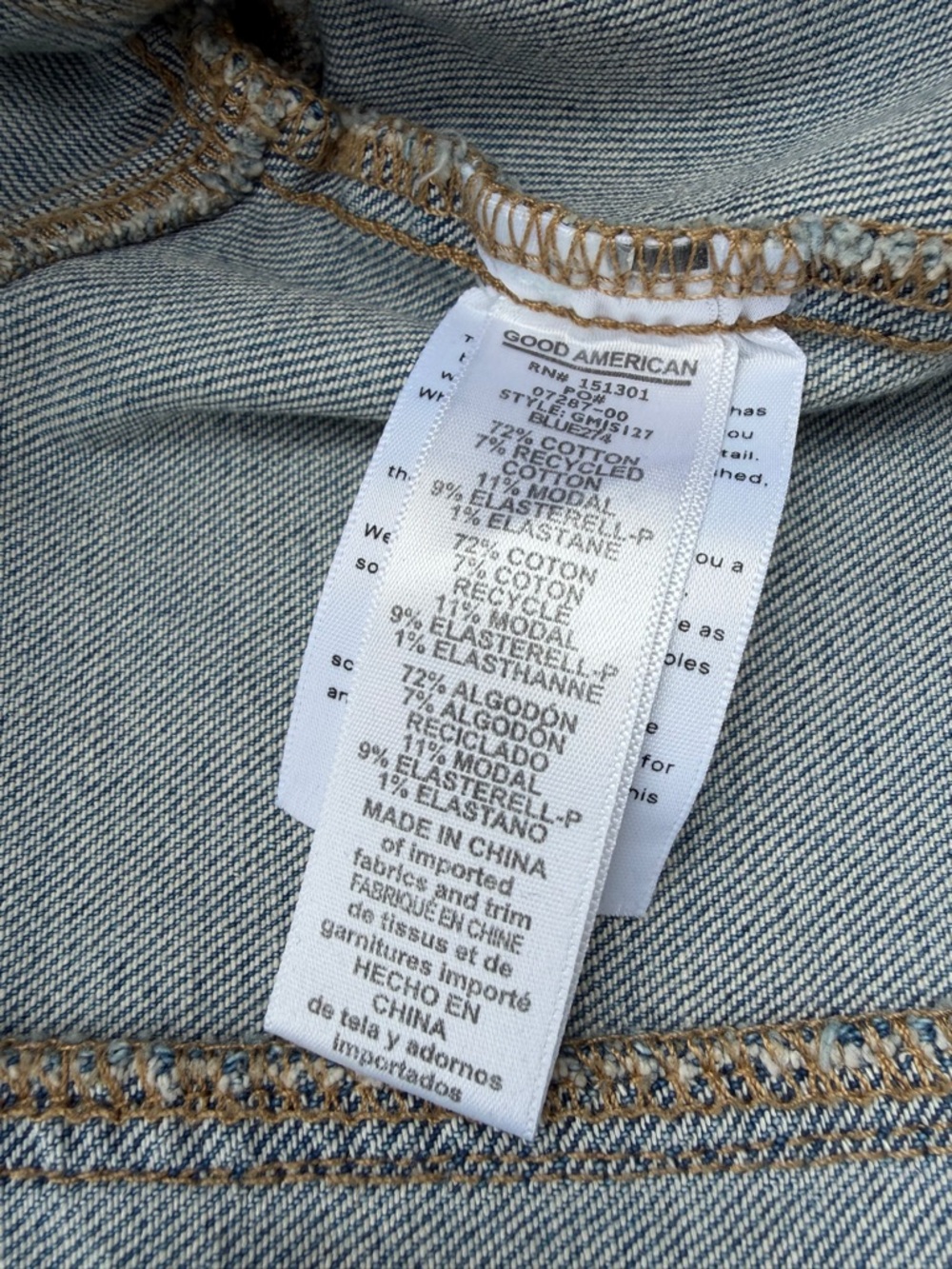 GOOD AMERICAN Light Wash Denim Jumpsuit - Short Sleeve - Picture 9 of 12
